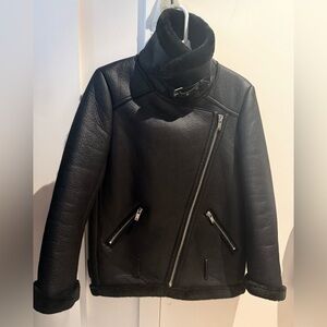 Zara Woman Faux Fur Leather Moto Jacket